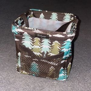 Thirty One Bucket Caddy Carry all Basket Pine tree Print